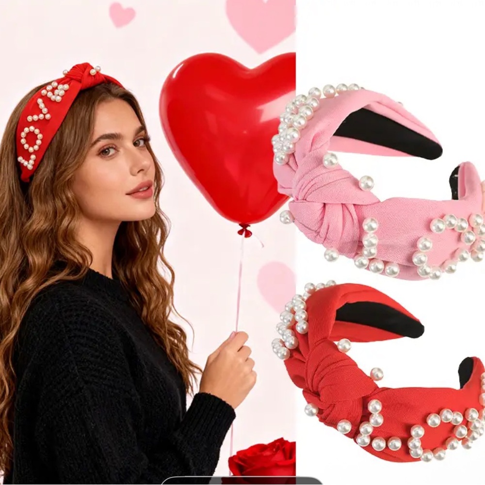 Embellished Red and Pink Headbands - Picture 2 of 4